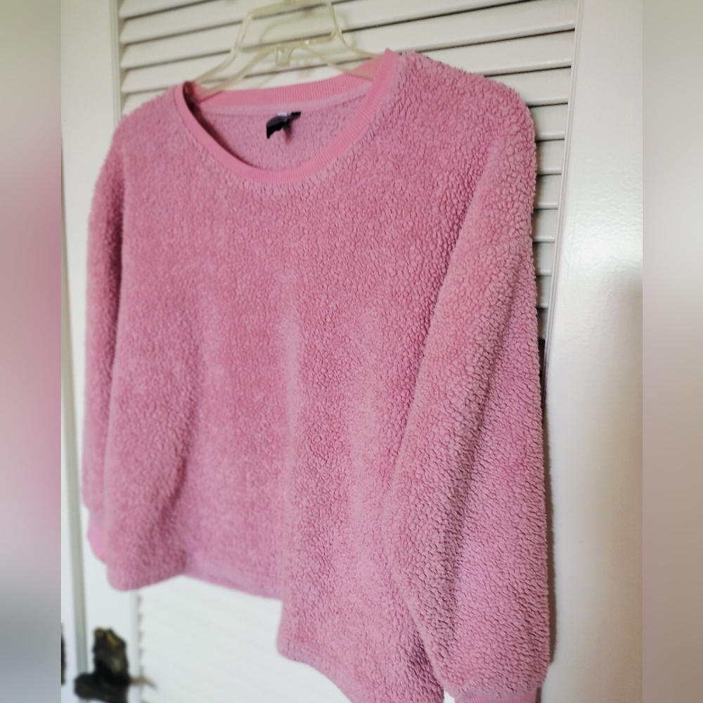 Jaclyn Intimates Pink Sherpa Lounge Pajama Top Size Medium